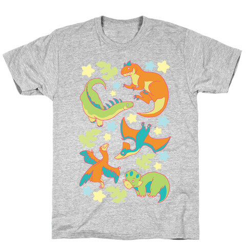 Funky Dinosaur Friends Pattern T-Shirt