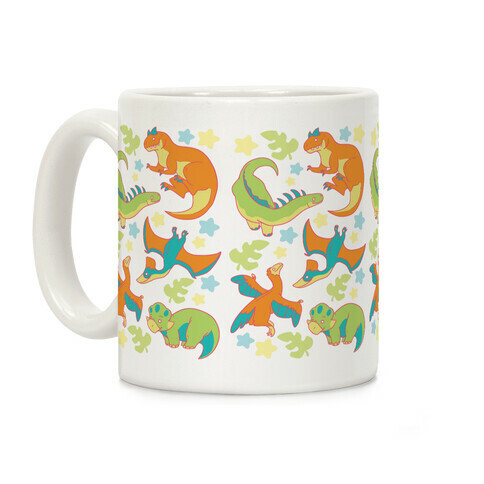 Funky Dinosaur Friends Pattern Coffee Mug