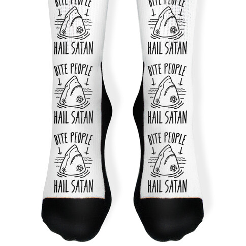 Bite People Hail Satan - Shark Sock