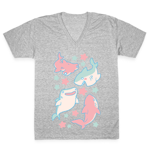 Happy Sharks V-Neck Tee Shirt