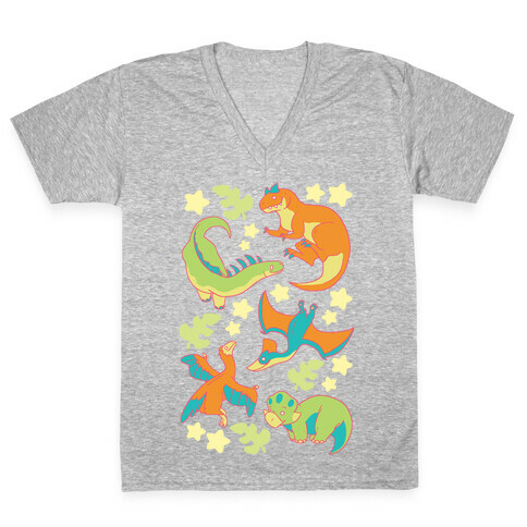 Funky Dinosaur Friends V-Neck Tee Shirt