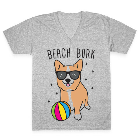 Beach Bork Corgi V-Neck Tee Shirt