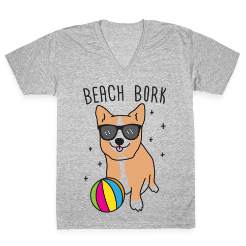 Beach Bork Corgi V-Neck Tee Shirt