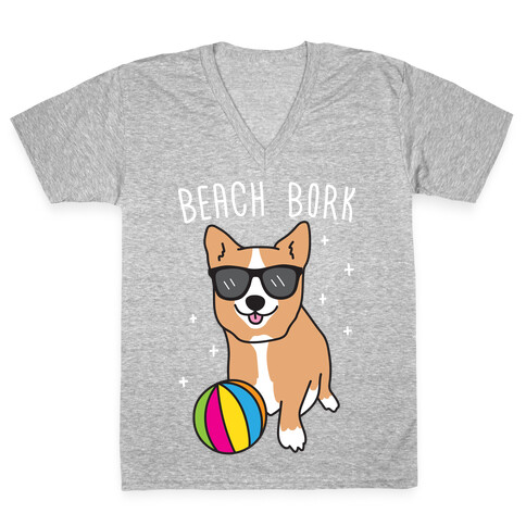 Beach Bork Corgi V-Neck Tee Shirt