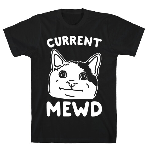 Current Mewd Parody White Print T-Shirt