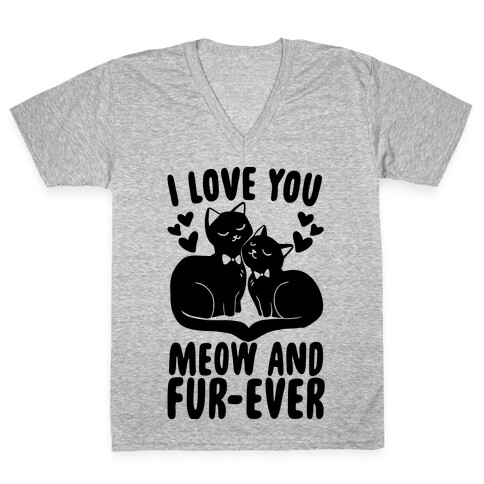 I Love You Meow and Furever - 2 Grooms  V-Neck Tee Shirt
