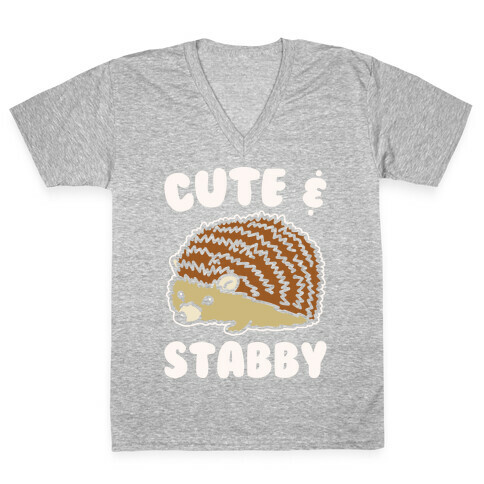 Cute & Stabby White Print V-Neck Tee Shirt