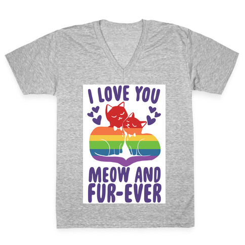 I Love You Meow and Fur-ever - 2 Grooms V-Neck Tee Shirt