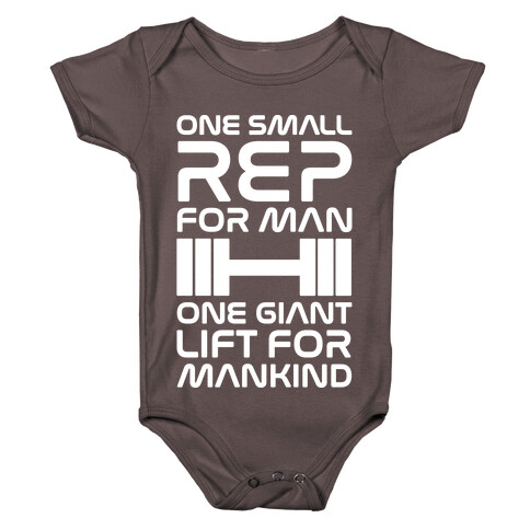 One Small Rep For Man One Giant Lift For Mankind Lifting Quote Parody White Print Baby One-Piece