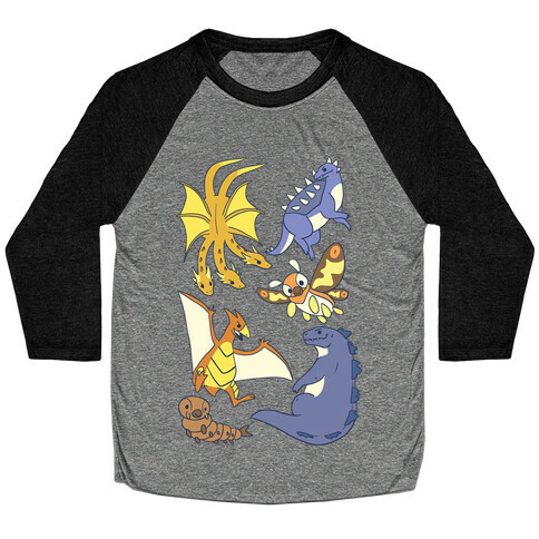 Godzilla and Friends Pattern Baseball Tee