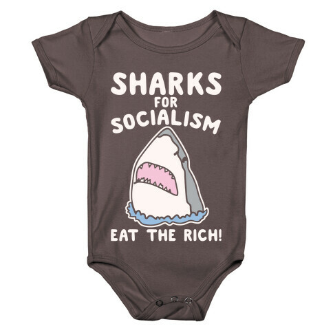 Sharks For Socialism Parody White Print Baby One-Piece