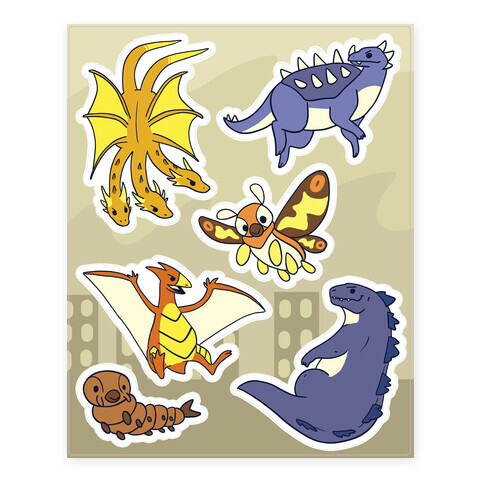 Godzilla and Friends Stickers and Decal Sheet