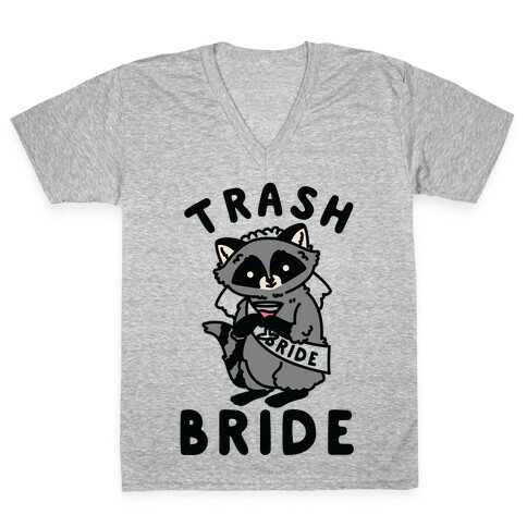 Trash Bride Raccoon Bachelorette Party V-Neck Tee Shirt