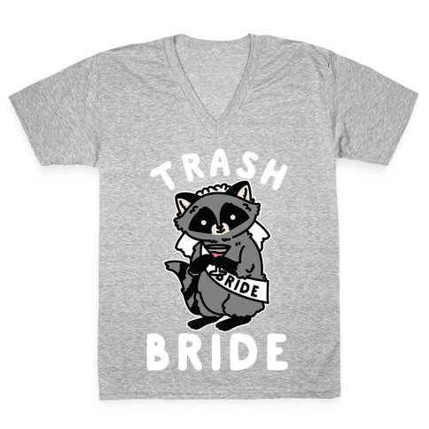 Trash Bride Raccoon Bachelorette Party V-Neck Tee Shirt