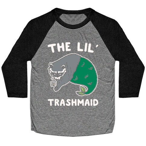 The Lil' Trashmaid Raccoon Mermaid Parody White Print Baseball Tee