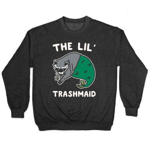 The Lil' Trashmaid Raccoon Mermaid Parody White Print Pullover