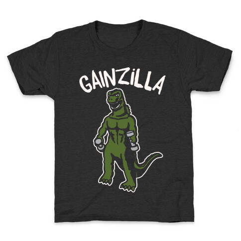 Gainzilla Lifting Parody White Print Kids T-Shirt