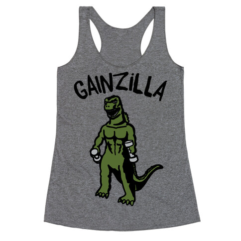 Gainzilla Lifting Parody Racerback Tank Top