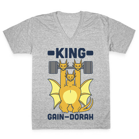 King Gain-dorah - King Ghidorah V-Neck Tee Shirt