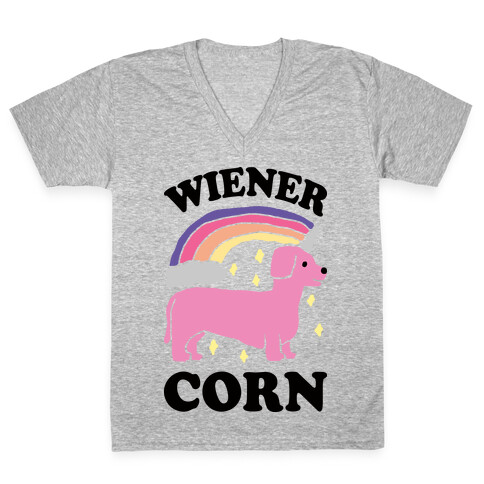 Wienercorn Dachshund Unicorn V-Neck Tee Shirt