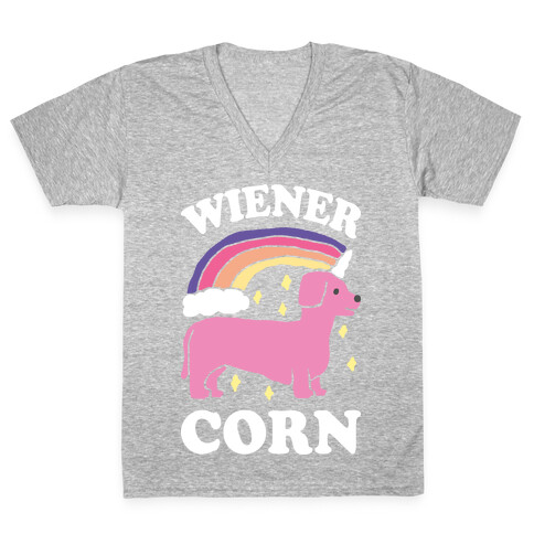 Wienercorn Dachshund Unicorn V-Neck Tee Shirt