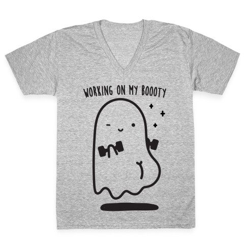 Working On My Boooty Ghost V-Neck Tee Shirt