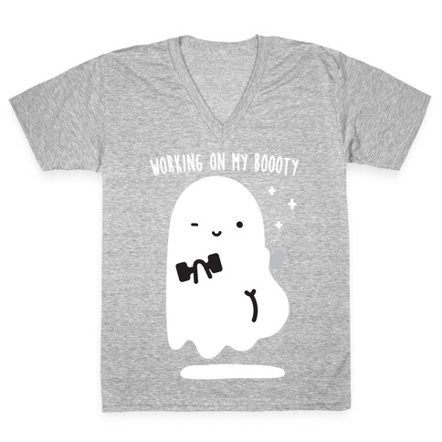 Working On My Boooty Ghost V-Neck Tee Shirt