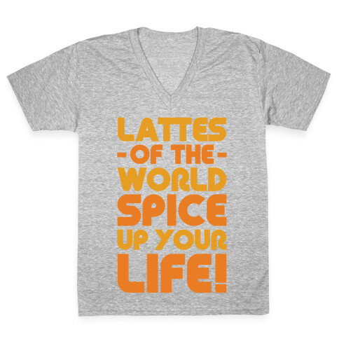 Lattes of the World Spice Up Your Life V-Neck Tee Shirt