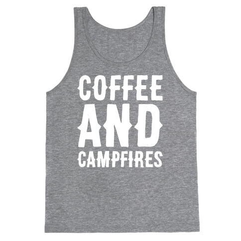 Coffee And Campfires White Print Tank Top