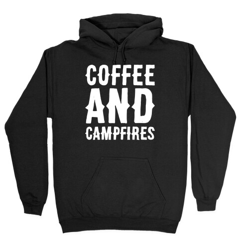 Coffee And Campfires White Print Hooded Sweatshirt