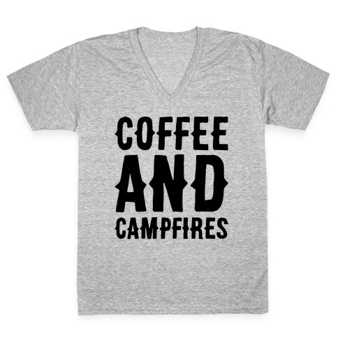 Coffee And Campfires V-Neck Tee Shirt