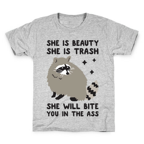 She Is Beauty She Is Trash Raccoon Kids T-Shirt