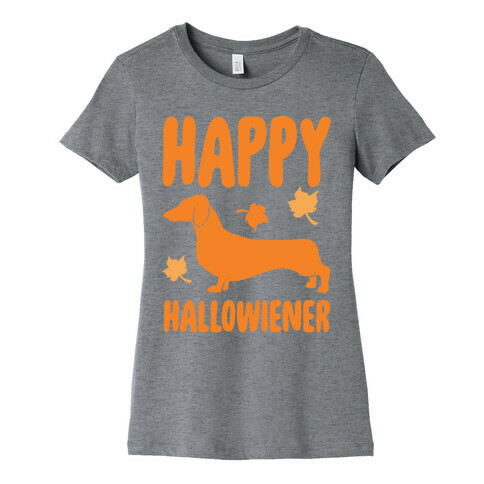 Happy Hallowiener Dachshund Parody White Print Womens T-Shirt