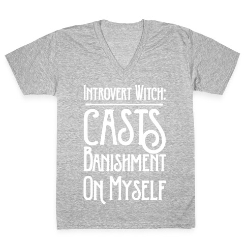 Introvert Witch White Print V-Neck Tee Shirt