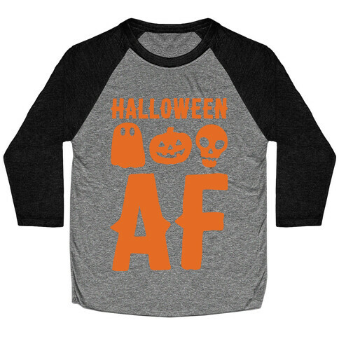 Halloween AF White Print Baseball Tee