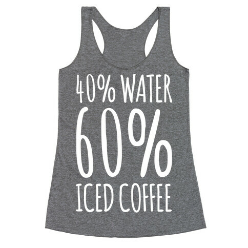 40 Percent Water 60 Percent Iced Coffee White Print Racerback Tank Top