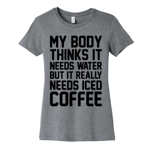 My Body Needs Iced Coffee  Womens T-Shirt