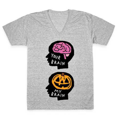 Your Brain My Brain Halloween V-Neck Tee Shirt