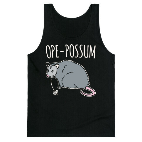 Ope-Possum Opossum White Print Tank Top