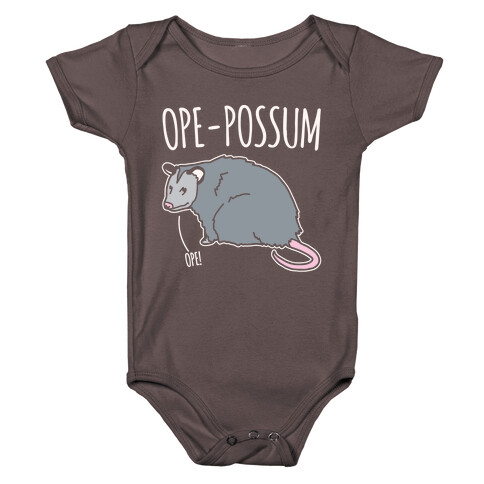 Ope-Possum Opossum White Print Baby One-Piece