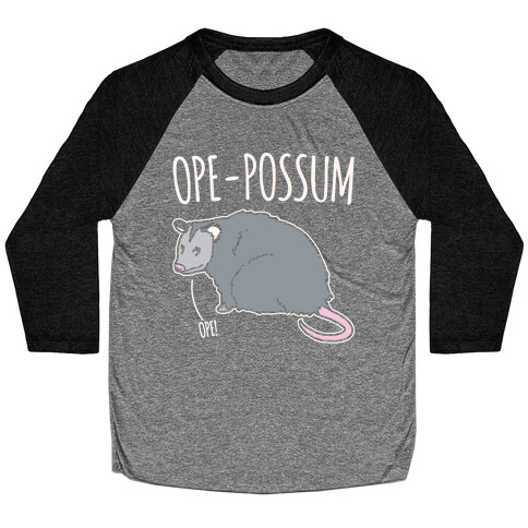 Ope-Possum Opossum White Print Baseball Tee