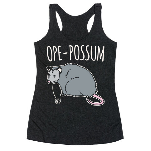 Ope-Possum Opossum White Print Racerback Tank Top