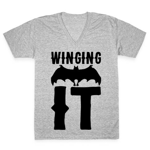 Winging It Bat  V-Neck Tee Shirt