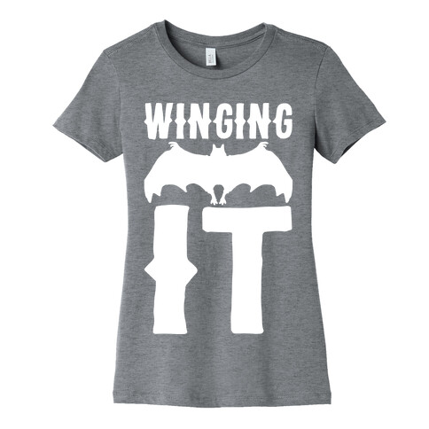 Winging It Bat White Print Womens T-Shirt