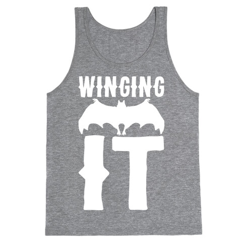 Winging It Bat White Print Tank Top