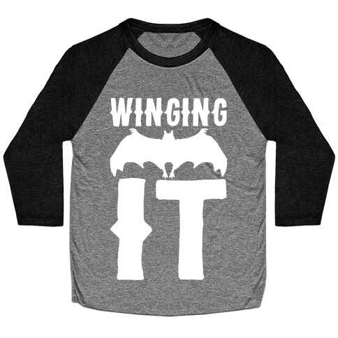 Winging It Bat White Print Baseball Tee