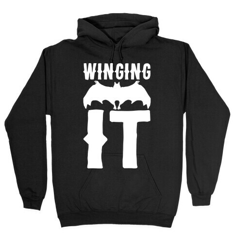 Winging It Bat White Print Hooded Sweatshirt