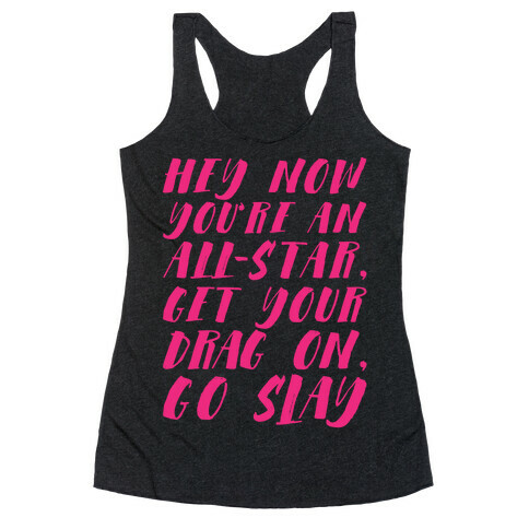 All Star Drag Queen Parody White Print Racerback Tank Top