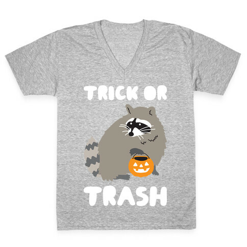 Trick Or Trash Raccoon V-Neck Tee Shirt