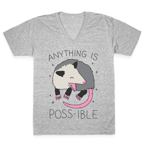 Anything Is Poss-ible Opossum V-Neck Tee Shirt